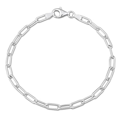 Italian Sterling Silver Paperclip Link Bracelet - Men & Women - 3.5mm, 5mm, 6mm - Available in Sterling Silver, Yellow Gold, Rose Gold - 9 inch, 7.5 inch - color: Silver, size: 3.5MM