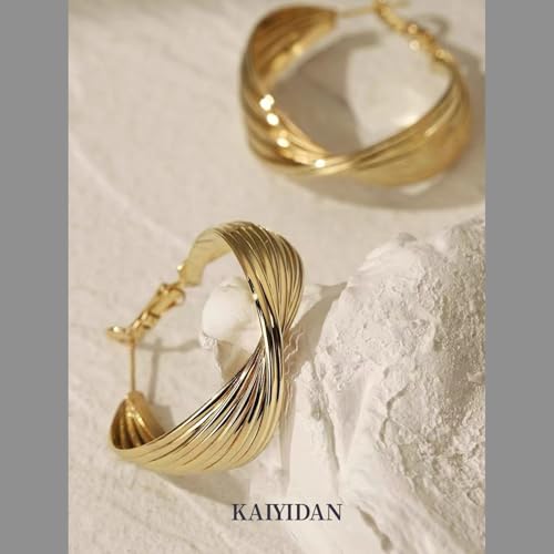 2 Pairs Gold/Silver Hoop Earrings For Women Set Trendy,14K Plated Gold Chunky Huggie Hoop Earings Pack,Oval Twisted Statement Silver Hoops,Fashion Jewelry Gift - color: 8) twist oval hoop