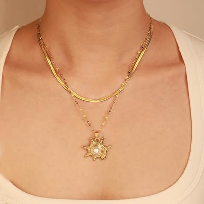 2 PCs Gold Plated Necklace Set for Women - Non Tarnish Jewelry Gift with Fashion Design - style: 2 PCs: Starfish
