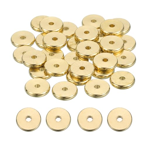 MECCANIXITY 40Pcs Rondelle Spacer Beads 10mm Diameter 2mm Hole Size 2mm Thick Metal Flat Disc Charm Circle for Bracelet Earring Necklace Jewelry Making, Gold - color: Gold, size: 10mm Dia x 2mm Hole Sizex 2mm Thick