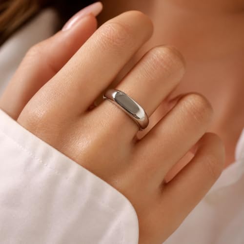 PCY Stainless Steel Gold Plated Men Women Band Ring - color: 6mm Silver CYJ