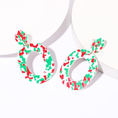 Acrylic Earrings For Women Statement Geometric Earrings Resin Acetate Drop Dangle Earrings Mottled Hoop Earrings Fashion Jewelry - color: Christmas