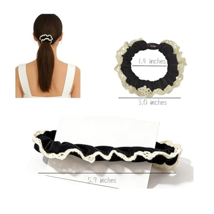 10 Pcs Lace Floral Hair Ties, 5 Colors Elastic Ponytail Holders for Women