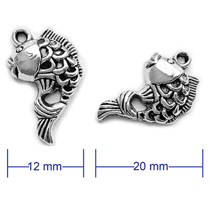 Heather's cf Silver Sea Charms – Antique Pendants, Non-Tarnish, Lead-Free & Nickel-Free, Bulk Ocean Animal Charms for DIY Jewelry, Bracelets, Necklaces, Earrings, Beach Craft Supplies (Sea Animals) - color: Cyprinoid charms-64pcs