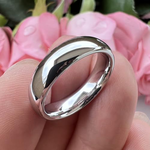 TUTISS 2mm 3mm 4mm 5mm 6mm 7mm 8mm 10mm White Tungsten Rings for Men Women Engagement Wedding Bands Domed Polished Shiny Comfort Fit - color: 6mm White Tungsten
