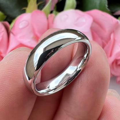 TUTISS 2mm 3mm 4mm 5mm 6mm 7mm 8mm 10mm White Tungsten Rings for Men Women Engagement Wedding Bands Domed Polished Shiny Comfort Fit - color: 6mm White Tungsten