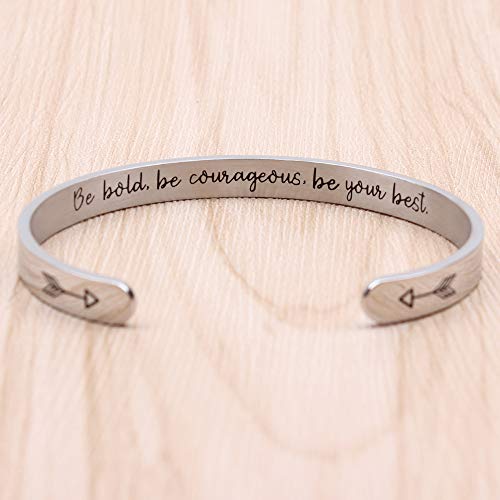 Btysun Bracelets for Women Mothers Day Bracelet Gifts from Daughter Inspirational Gifts for Women Graduation Gifts for Her Motivational Birthday Cuff Bangle Friendship Personalized Mantra Jewelry… - style: Be bold,be courageous.be your best