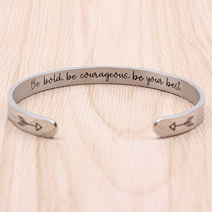 Btysun Bracelets for Women Mothers Day Bracelet Gifts from Daughter Inspirational Gifts for Women Graduation Gifts for Her Motivational Birthday Cuff Bangle Friendship Personalized Mantra Jewelry… - style: Be bold,be courageous.be your best