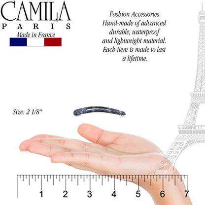 Camila Paris CP3094 French Hair Barrettes Clips, Snap Hair Slides Clic Clac for Women, Styling Girls Side Slide-in Metal Snap Pin Hair Accessories for Women. Strong Hold, No Slip Grip, Made in France - color: Gray 2"
