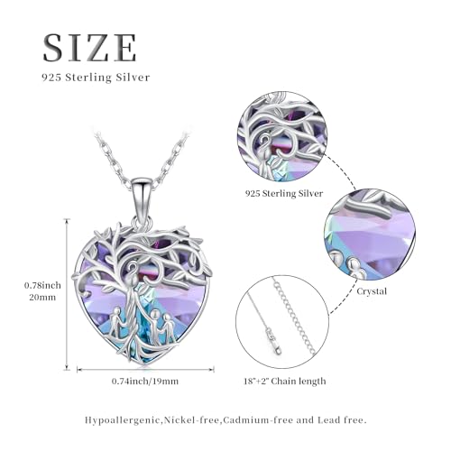 925 Sterling Silver Necklace Gifts for Women Crystal/Opal Jewelry Pendant Christmas Birthday Gift - style: 3 Children