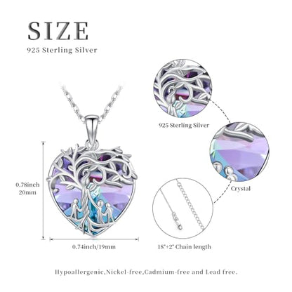 925 Sterling Silver Necklace Gifts for Women Crystal/Opal Jewelry Pendant Christmas Birthday Gift - style: 3 Children