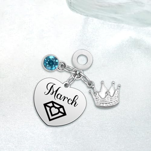 Birthday Gifts for Women Birthstone Charms for Bracelets Necklaces Jewelry Gift for Mom Wife Daughter Granddaughter Niece Sister Girlfriend - color: March