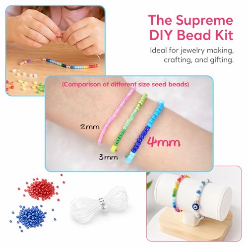 4800pcs 32 Color 4mm Glass Seed Beads for Bracelet Making with Storage Box | Glass Seed Beads for Bracelet Making Kit, Jewelry Making Supplies, Waist Beads, Friendship Bracelet Crafts
