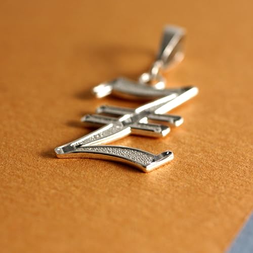 Personalized Gothic Old English Sterling Silver Initial A-Z Pendant. - style: E