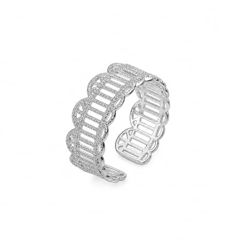 Valentines Rings for Women, Non Tarnish Chunky Wedding Ring Set, Adjustable Bohemian Statement Ring - style: Silver Fine Lace Style