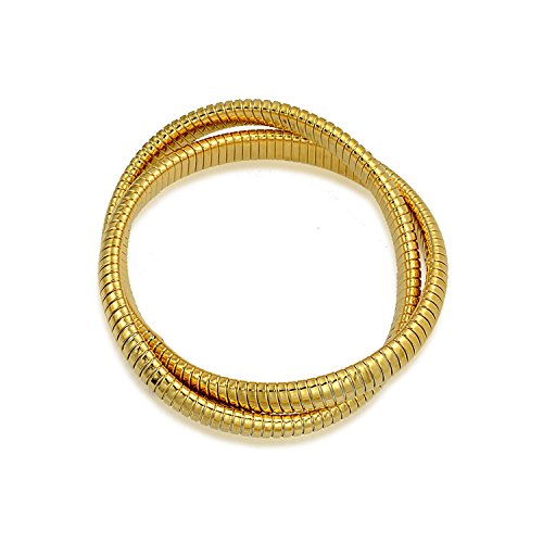 Bling Jewelry Omega Cobra Bangle Stretch Bracelet Rose Gold Silver Tone Stainless Steel - color: Gold Tone