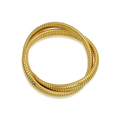 Bling Jewelry Omega Cobra Bangle Stretch Bracelet Rose Gold Silver Tone Stainless Steel - color: Gold Tone