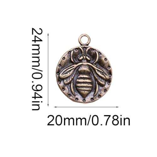 0.78’’ Coin Bee Charms, 30 Pcs Coin Bee Charms Alloy Double-Sided Printed Charm Retro Bee Accessories Jewelry for Girls Women Jewelry Making - color: Bronze
