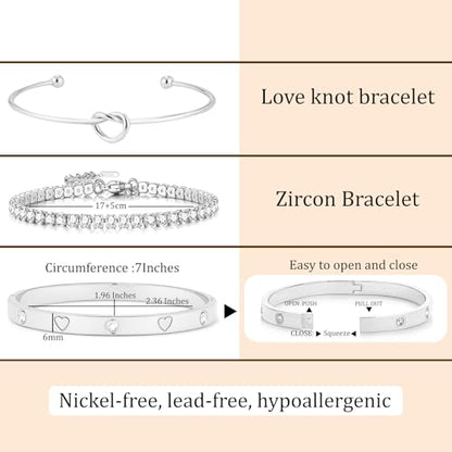 18 K Gold Plated Love Bangle Bracelet Stack Cuff Jewelry for Women Jewelry Set for Women Gift with Box - style: style17