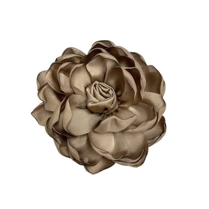 Dainty Fabric Rose Flower Large Brooch Lapel Pins Flower Brooches Pin Classic for Wedding Party Dance Banquet for Women Dress Suit Clothes Accessories Jewelry 100mm - color: Brown