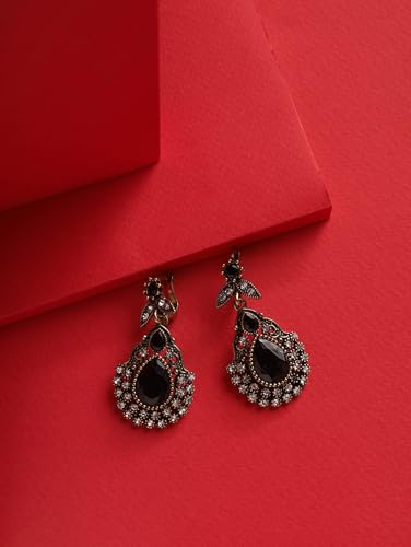 Christmas Halloween Red Heart Shaped Pattern Alloy Earrings, Gothic Antique Style Jewelry for Women - style: Earrings EARR.004