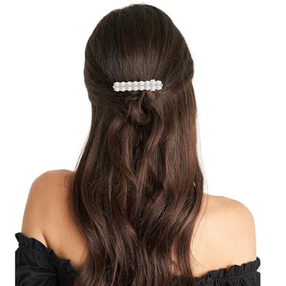 2Pcs Pearl Barrettes for Women,Elegant Pearl Hair Clips | White Fancy Hair Barrettes Wedding Brides Hairs Accessory,Party Daily Use