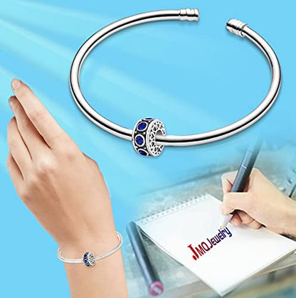 Birthstone Birthday Compatible With Pandora Charms Bracelet | Heart, Birthstone, Birthday Cake, Womens Bead Charms for Bracelets, Christmas Jewelry - style: Blue September Birthstone