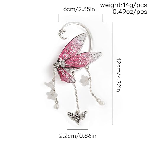 Ear Cuffs for Women, Hook without Pierced Ear Bone Clip Climber Earrings, Butterfly Shaped Ear Clip Wrap Around Earring No Piercing Cuff Earrings for Women - color: Purple