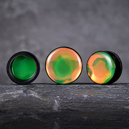 2 Pairs Stainless Steel Black Ear Gauges Retro-reflective Sheeting Tunnels and Plugs. - color: S8552V, size: 25 mm