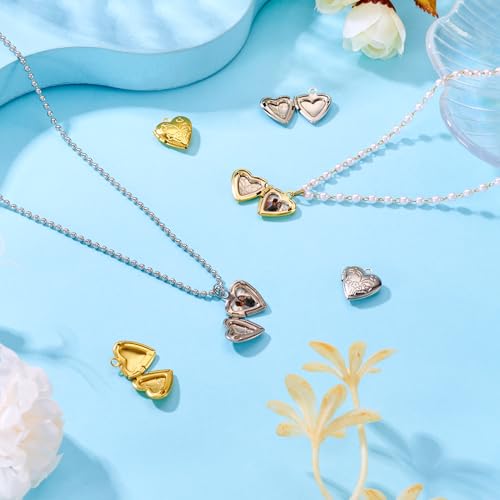 Elecrelive Locket Pendants Photo Frame Charms Memory Photo Charms Heart Locket Photo Frame Pendants - color: Gold and Silver, Flower