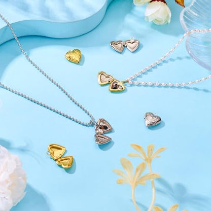 Elecrelive Locket Pendants Photo Frame Charms Memory Photo Charms Heart Locket Photo Frame Pendants - color: Gold and Silver, Flower