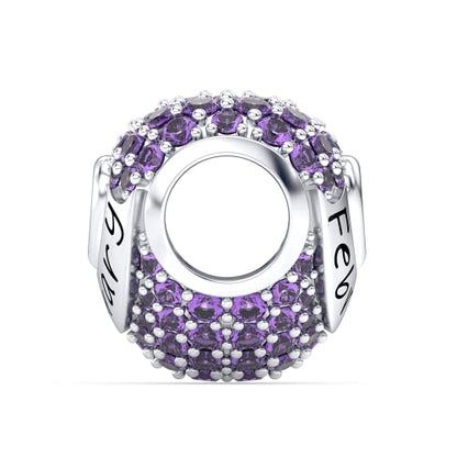 Birthstone Charms Love Heart Openwork Bead Charm for Women Bracelets and Necklaces 925 Sterling Silver with 5A Cubic Zirconia,Jewelry Gifts Women - color: Silver February Birthstone Charms