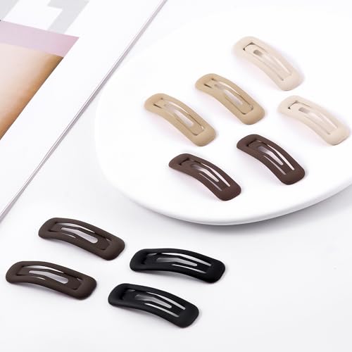 20 PCS Small Rectangle Hair Barrettes For Women Non Slips Snap Clips For Thin Fine Hair,Matte Black Brown Beige,1.97 x 0.55Inch - color: Matte Black Brown Beige
