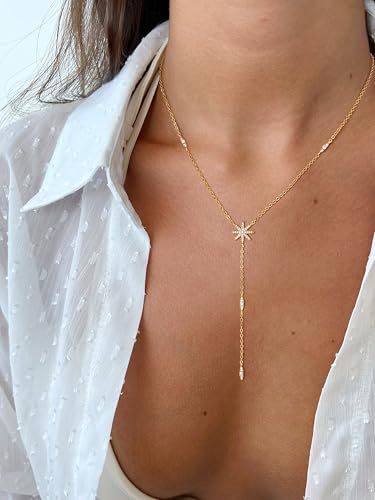 CHESKY Long Necklace for Women, 14k Gold Plated/Streling Silver Lariat Y Necklaces - style: y necklace 07