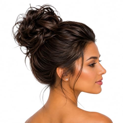 CAISHA Small Scrunchy Updo Hairpiece Ponytail Extensions Hair Tie Brown G2C - color: brown #4A G2C
