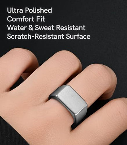 King Ring 10mm Seal Rings – Sand Surface Stainless Steel Bands for Men – Designed in USA - color: Silver