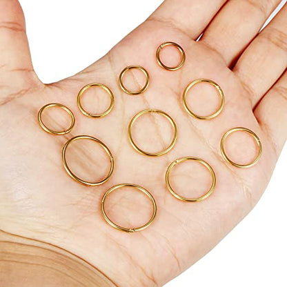 Vsnnsns 14G 16G Septum Nose Rings Hoops Lip Ring Piercing Jewelry 316L Surgical Steel Hinged Segment Clicker Cartilage Tragus Helix Conch Rook Daith Lobe Earrings Hoops Piercing Jewelry for Women Men - color: 16G-Gold