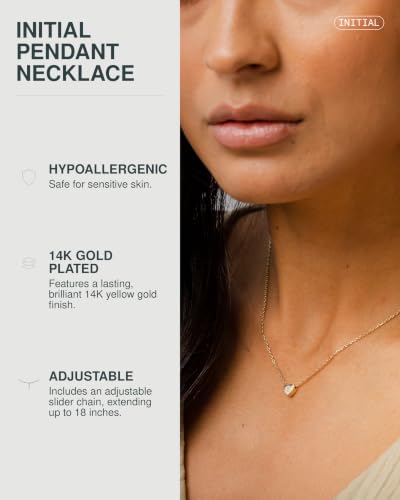 PAVOI 14K Gold Plated Tiny Heart Necklace | Dainty Necklace for Women | Personalized Letter Heart Choker | Adjustable Slider - style: - I