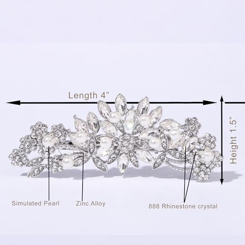 Hapibuy Crystal Rhinestone Pearl Hair Clip Comb Silver Wedding Hair Acessory Bridal Hair Pins Bride Headpiece - color: Silver-Hair Clip