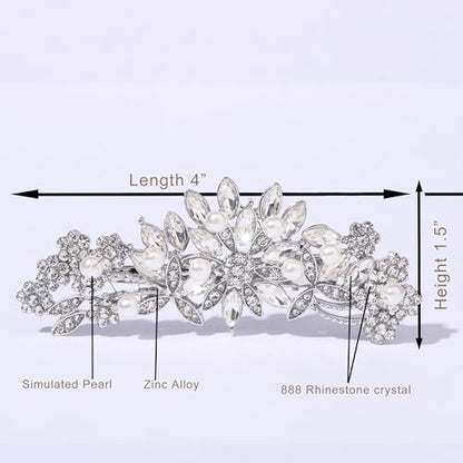Hapibuy Crystal Rhinestone Pearl Hair Clip Comb Silver Wedding Hair Acessory Bridal Hair Pins Bride Headpiece - color: Silver-Hair Clip