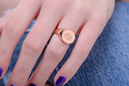 Elegant jewel box Women 3 monogram signet ring in solid Gold 9k, 14k, & 18k, Custom engraved chevalier, Personalized Initial signet ring, Unique gift, RN340
