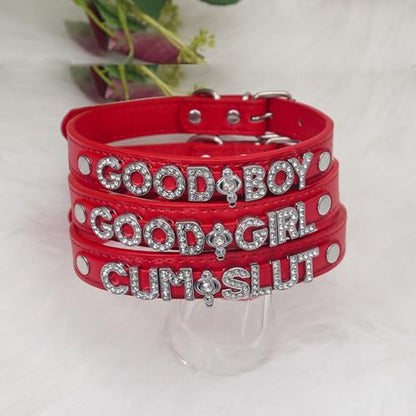 Red Choker Necklace for Women Men, Leather Choker Collar Gothic Body Chain, Rave Punk Goth Jewelry for Rave Halloween Sexy Cosplay - style: GOOD BO