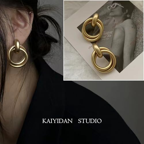 2 Pairs Gold/Silver Hoop Earrings For Women Set Trendy,14K Plated Gold Chunky Huggie Hoop Earings Pack,Oval Twisted Statement Silver Hoops,Fashion Jewelry Gift - color: 11) matte hoop