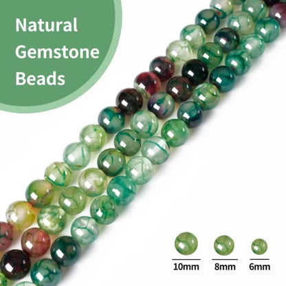 100pcs 6mm Green Dragon Vein Agate Beads Natural Gemstone Beads Round Loose Beads for Crafting and Jewelry Making - color: Green Dragon Vein Agate, size: 6mm