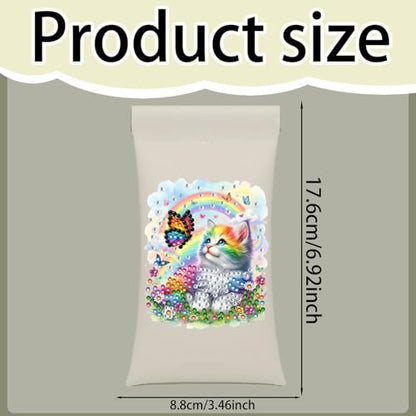 Diamond Art Painting Eye Glass Bag PU Sunglasses Glasses Storage Bag Built-in Glasses Cloth Press Automatic Closure - color: Cat