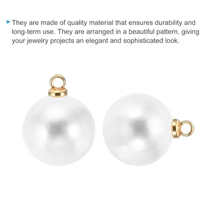 PATIKIL Pearl Charm, 100pcs Pearl Beads Faux Pearl Pendant Charm DIY for Jewelry Making Bracelets Earrings Necklace Crafts - color: Golden White, size: 12mm