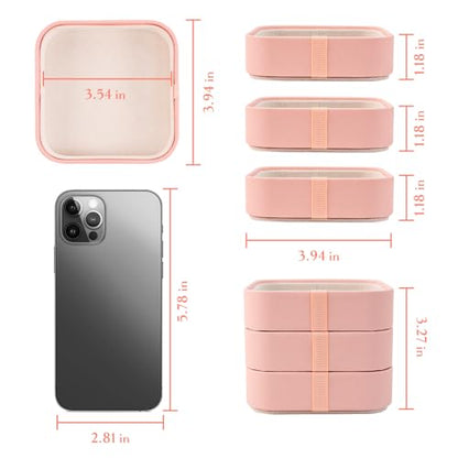 Set of 3 Small Stackable Jewelry Organizer Trays Mini Jewelry Drawer Oragnizer Small Jewelry Display Tray for Necklace Bracelet Rings Earrings and Makeup (LightPink) - color: LightPink