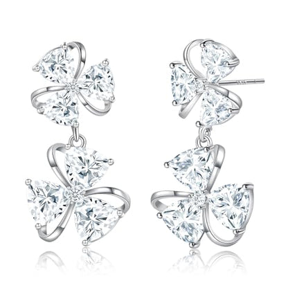 Gemsme Bridal Wedding Earrings for Brides Bridesmaides, 925 Sterling Silver Posts hypoallergenic Cubic Zirconia stud,Drop & Dangle Earrings for Women Jewelry Gifts - color: White - Flower