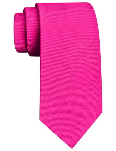 GUSLESON Classic New 3.15"（8cm） Men's Solid Color Necktie Wedding Business Tie + Gift Box - color: Hot Pink
