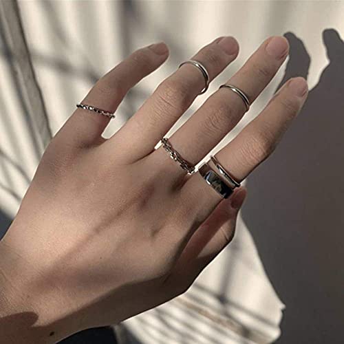 Gothic Knuckle Ring Set 7 Pcs Half Open Finger Ring Silver Punk Stackable Rings for Women or Men